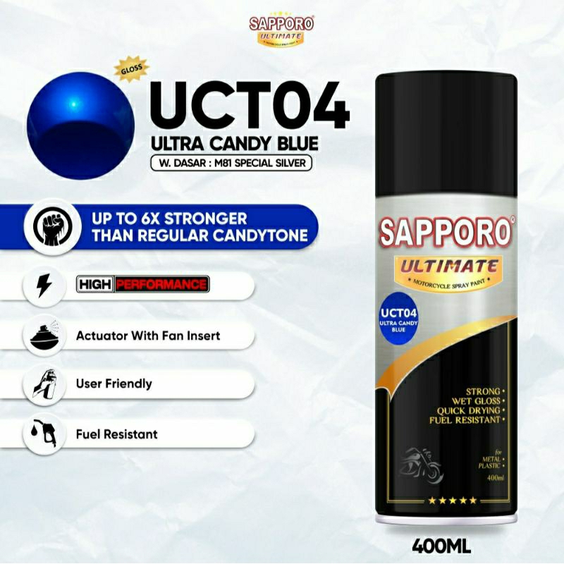 #MAU# Cat Semprot Sapporo Ultimate UCT04 Ultra Candy Blue 400ml Candy Tone Biru Bening Transparan Ca
