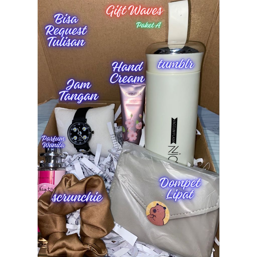 Hampers Gift Box Cewek / Wanita Exclusive Untuk Kado / Hadiah Isi Jam Tangan / Kado Ulang Tahun / Ha