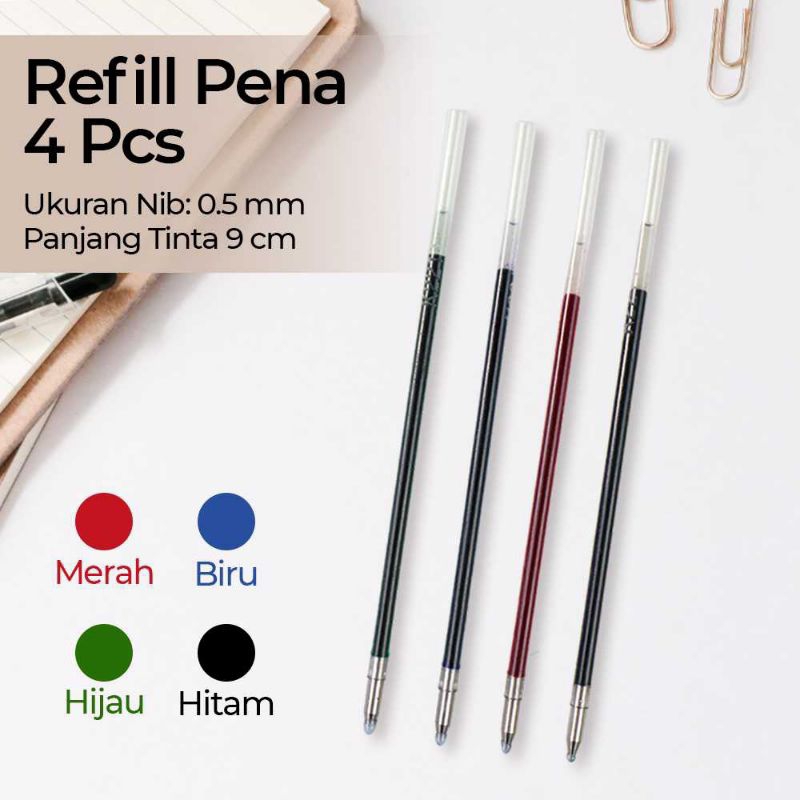 

Kaco GREEN Isi Refill Pena Pulpen Tinta Hitam Biru Merah Hijau 4 PCS - K1602