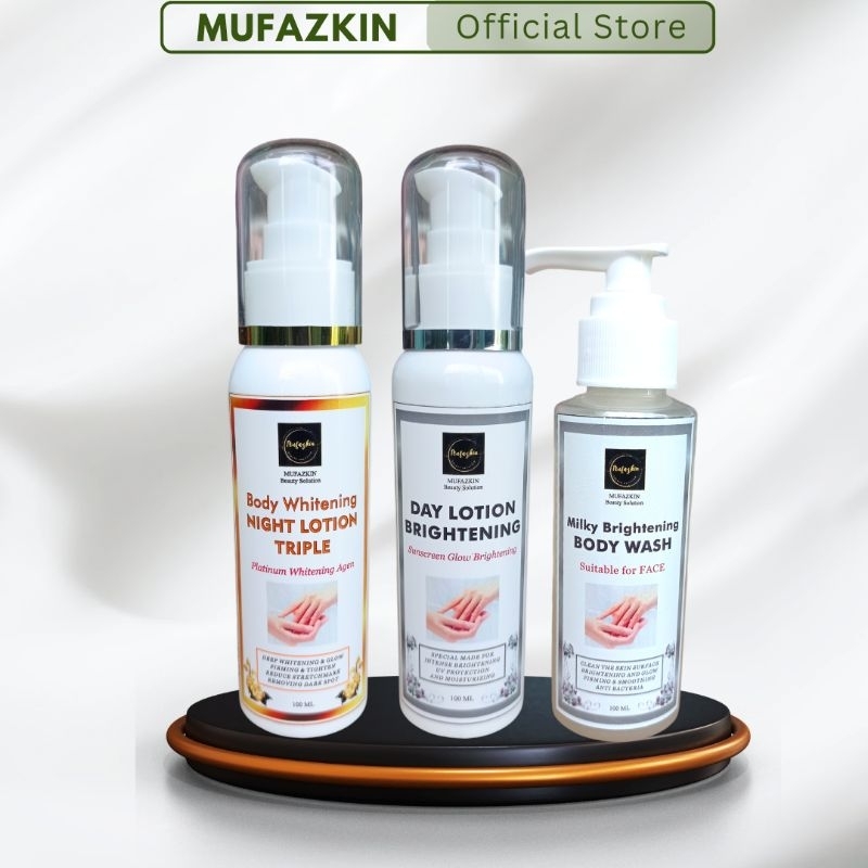 MUFAZKIN Paket 3 Triple Hand body Pemutih Badan 100ml Original Bpom | Glutahione and Alpha Arbutin |