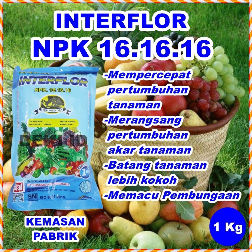 Pupuk Interflor 1 Kg Npk 161616 Kemasan Pabrik Nutrisi Pertumbuhan Tanaman Mutiara Pak Tani