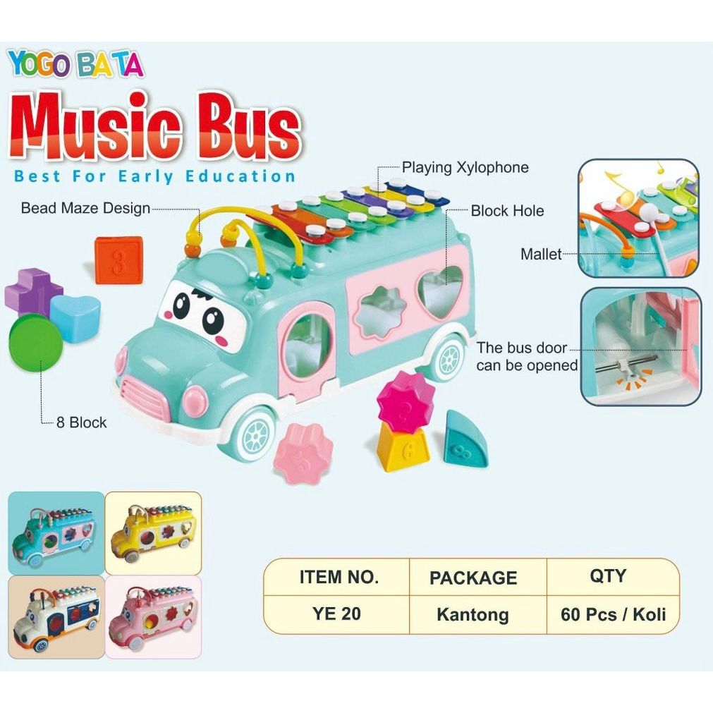 MAINAN ANAK XYLOPHONE BUS TAYO BLOCK EDUKASI ANAK GAMELAN GAMBLANG KOLINTANG  LEGO KEMASAN KANTONG