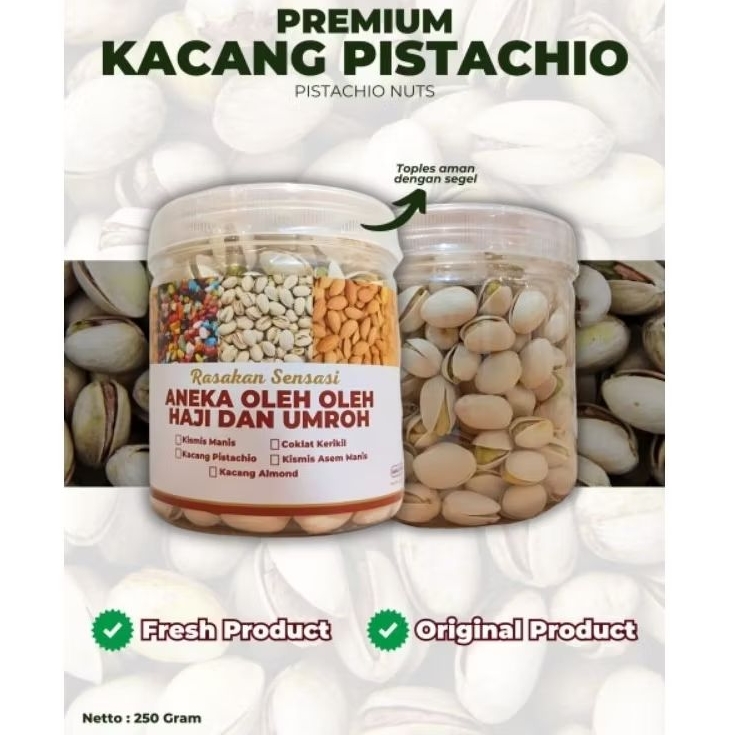 

Kacang Pistachio Premium 250 gram Oleh-oleh Haji dan Umroh