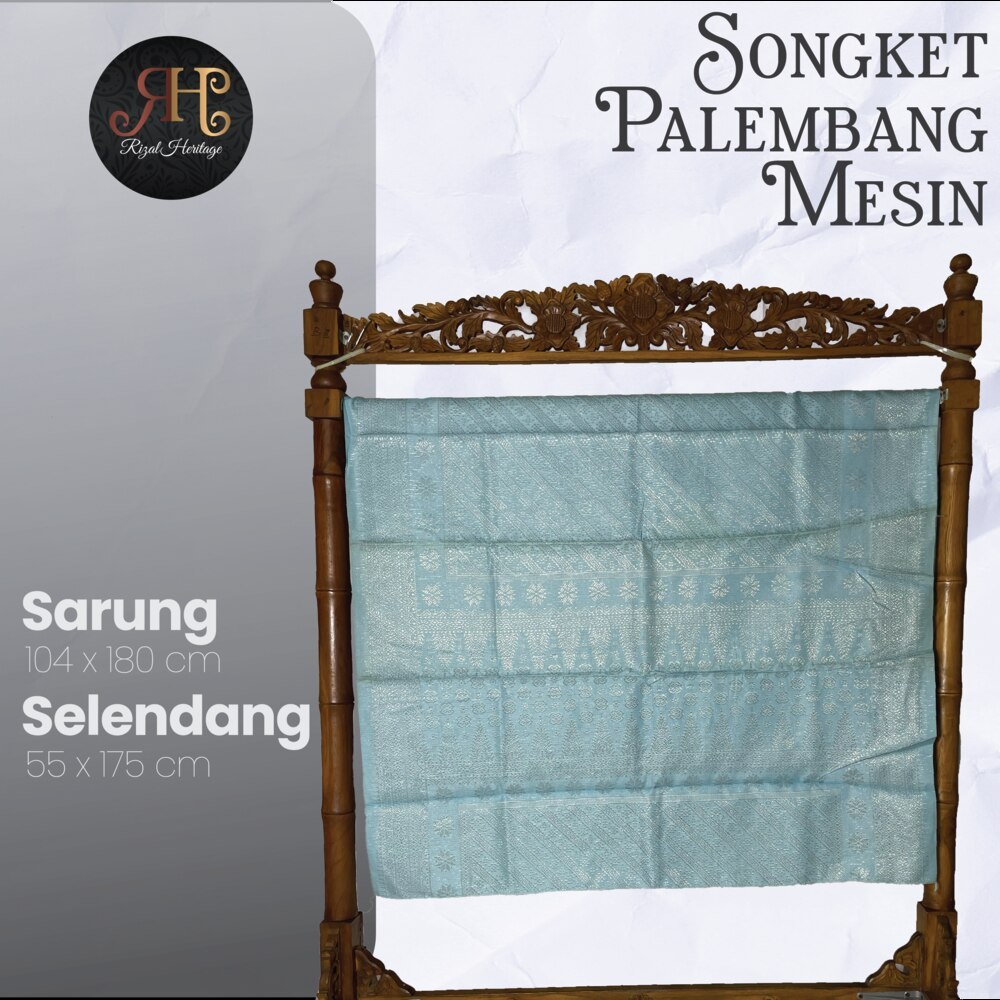 Songket Palembang Mesin seperti Tenun Motif Lepus Palembang Warna Biru, Songket Murah, 1 Set