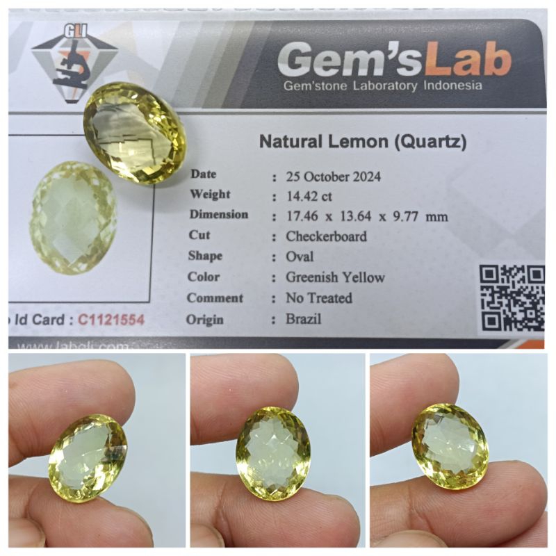 Natural Greenish Yellow Lemon citrine Quartz Brazil 14 ct up memo NTD GLI