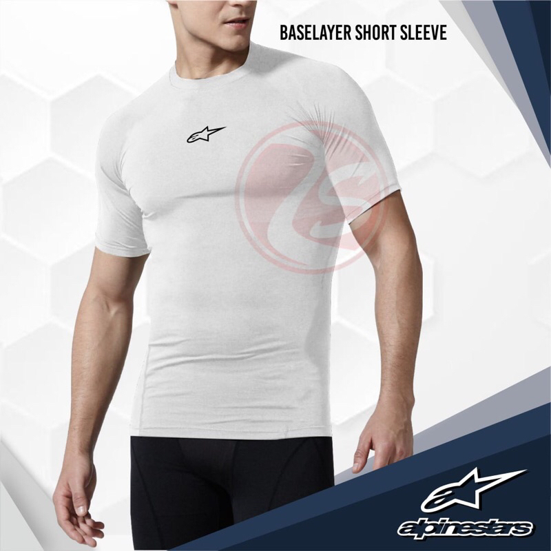 manset dewasa putih baselayer olahraga manset pendek pria manset putih logo