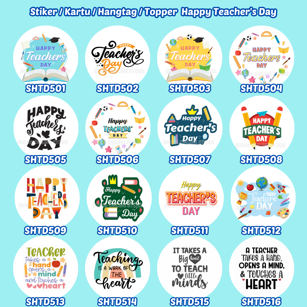 Label Sticker Stiker Happy Teacher's Day Selamat Hari Guru Dekorasi hangtag Kemasan Kado Gift card T