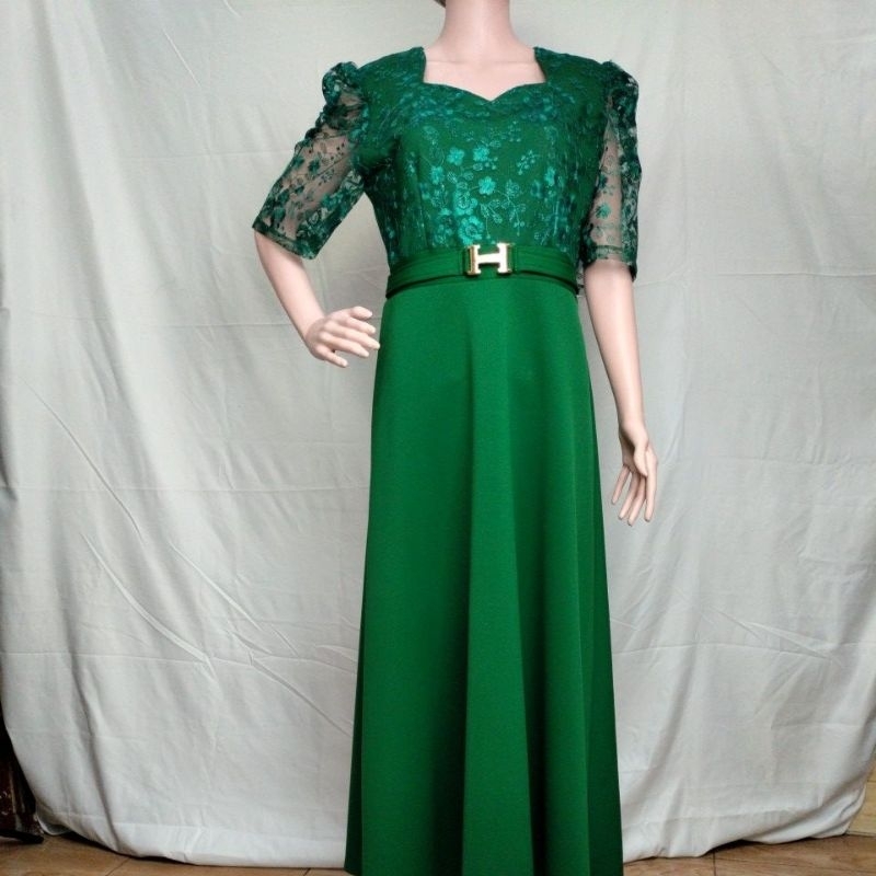 Dress NATAL bahan Scuba Import Premium Hijau Botol Hijau Telor Asin