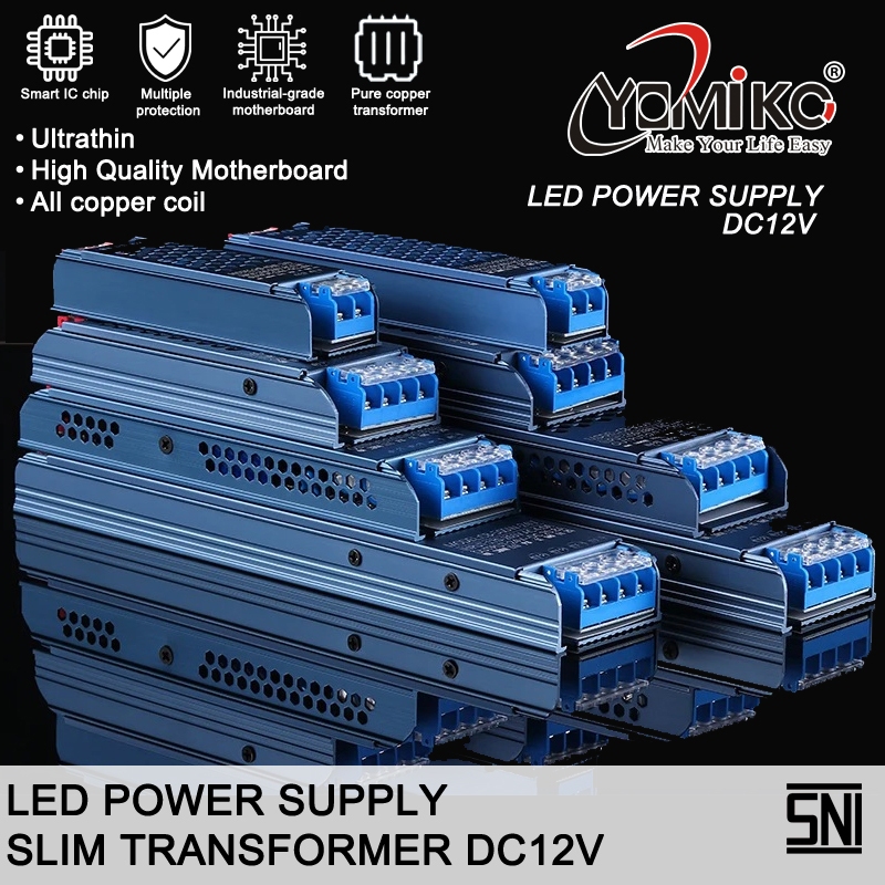 YOMIKO Power Supply Adaptor 12V / Trafo Adaptor Slim 12V CCTV LED STRIP