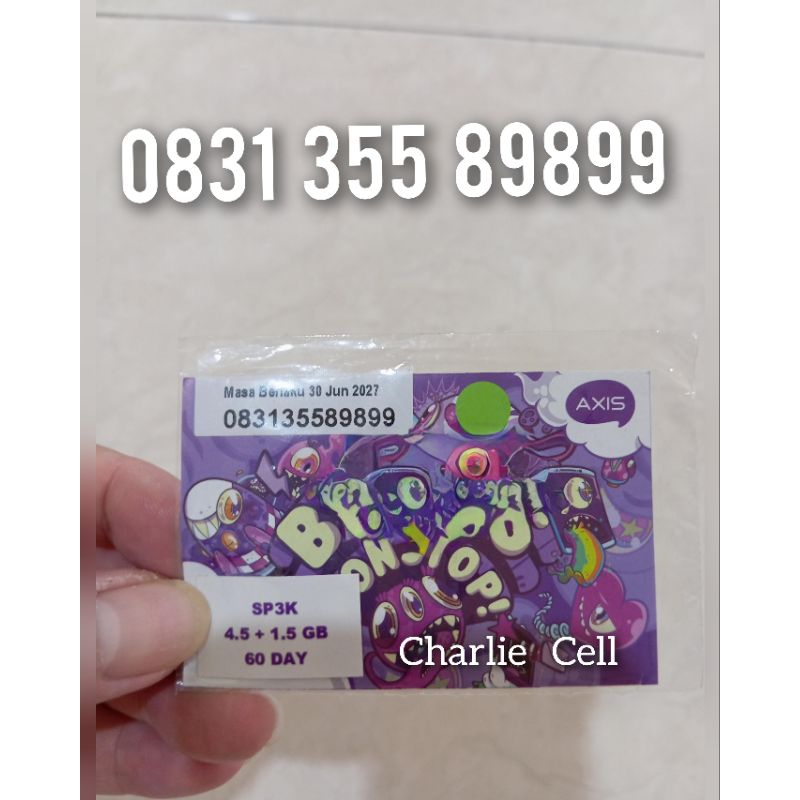 Kartu Perdana Axis 4G 5G 12 Digit Nomor Cantik 0831 355 89899 Free Kuota Utama 6 GB