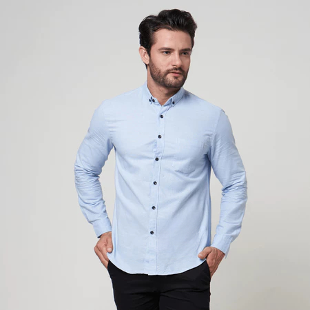 Kemeja Pria Lengan Panjang Polos Elegan Hem Slimfit