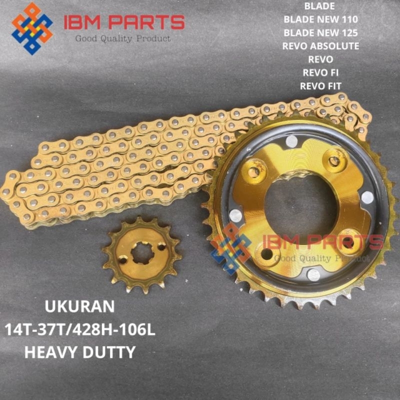 GEAR GIR GER SET PAKET BLADE NEW 125 REVO ABSOLUTE REVO FI REVO FIT MODEL SSS GOLD UKURAN 14-37 BAHA