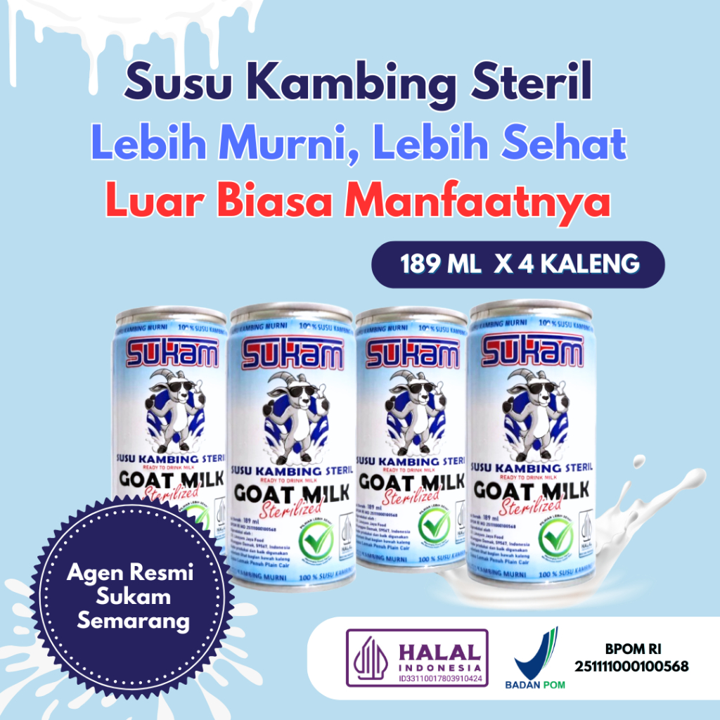 

SUKAM Susu Kambing Steril 1 dus isi 4 kaleng 100% Susu Kambing Murni