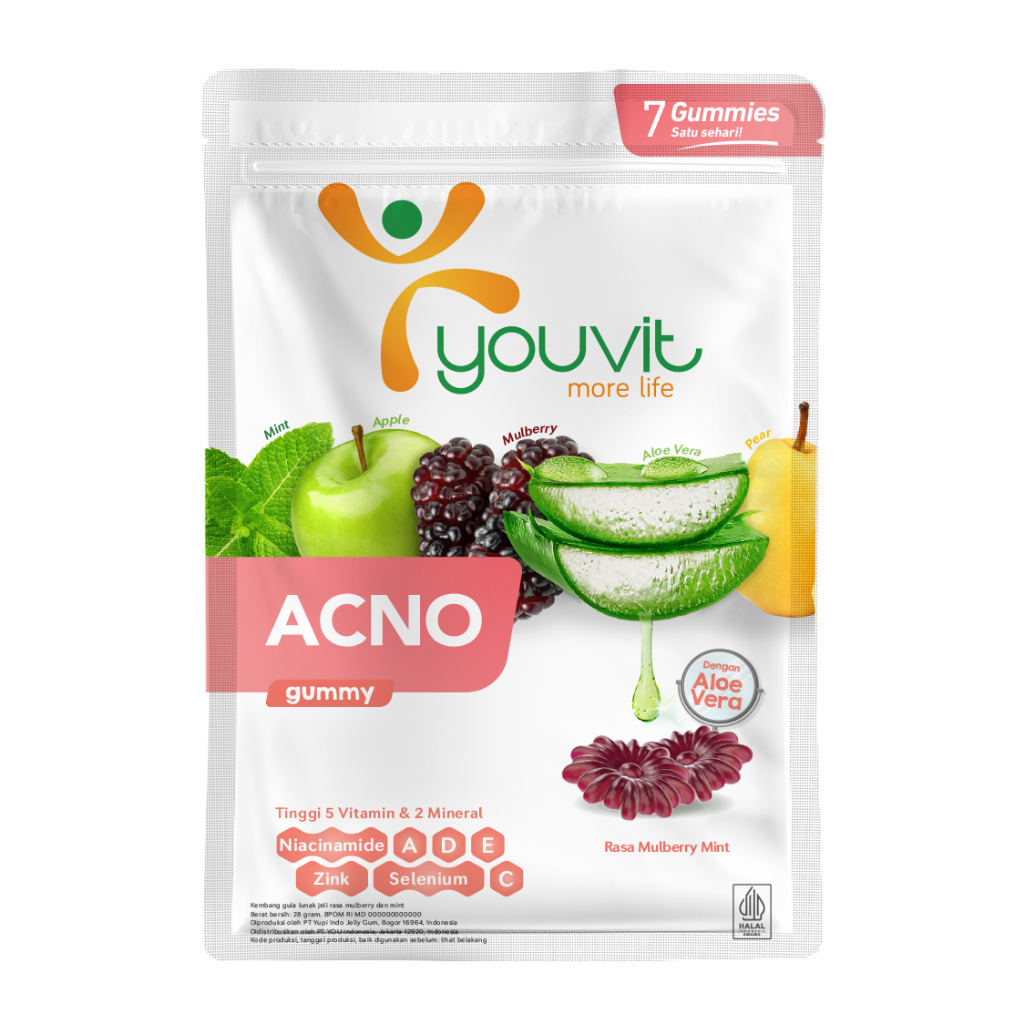 

[FREE GIFT] Niacinamide Gummy untuk Anti Jerawat | Youvit AcNO 7 Hari dengan Vitamin A (Alternatif Retinol)_Free