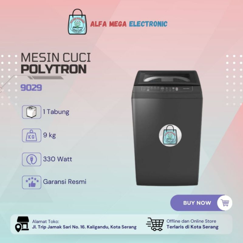 Mesin Cuci Top Loading Polytron 9029