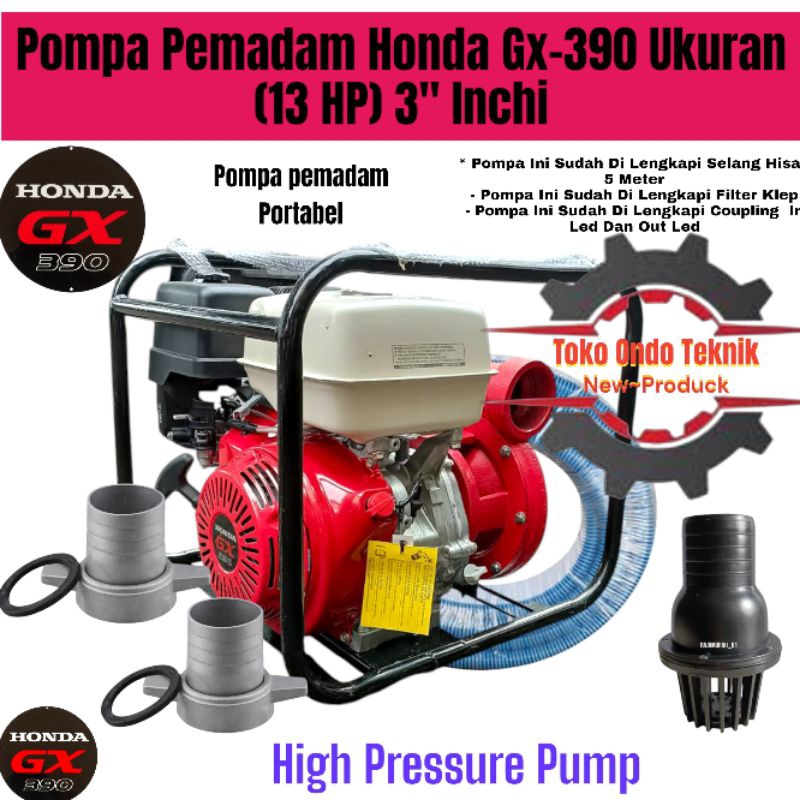 Mesin Pompa Pemadam GX 390 Ukuran 3 Inchi High Pressure Pump 13HP