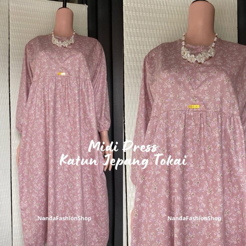 NandaHijabStore MidiDress Katun Premium Katun Jepang Tokai