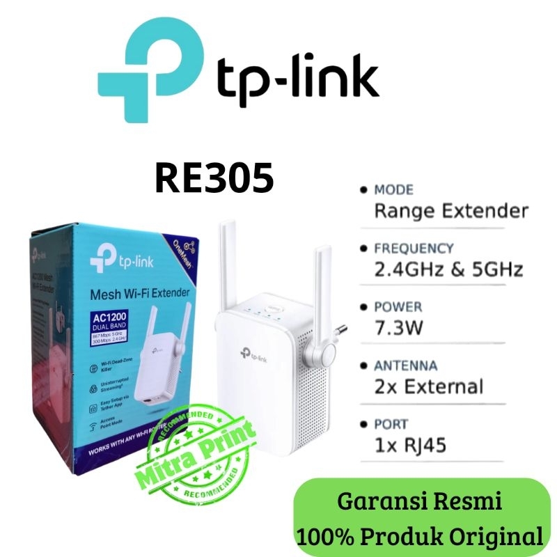 TP-LINK RE305 AC1200 Wifi Range Extender Support Dual Band 2.4g - 5G