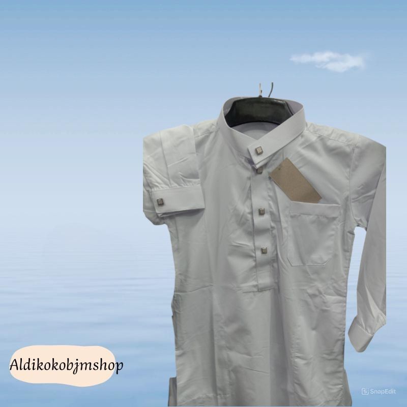Gamis Sultan Anak Laki - Laki Putih Bahan Katun  Gamis Muslim Premium Kancing Klip Thailand