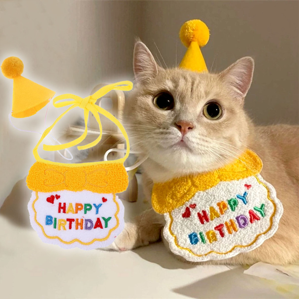 Bib Ulang Tahun Kucing| Bib Ulang Tahun Anjing| Birthday Pet Bib| Topi Ulang Tahun Anjing| Topi Ulan