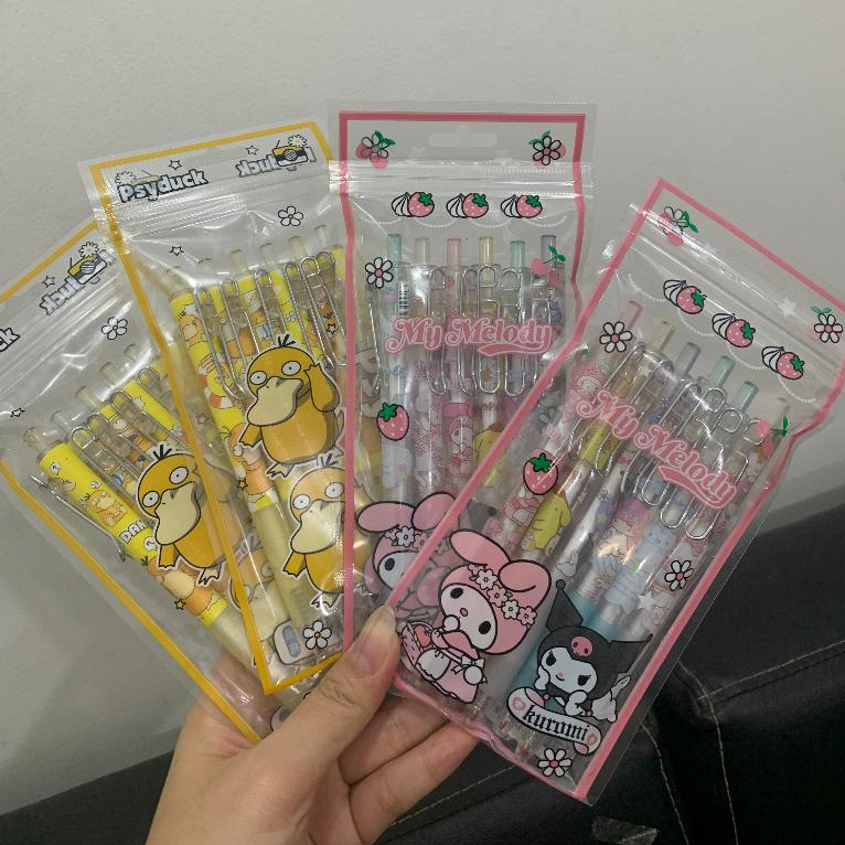 

(1 SET ISI 6) Pulpen Gel Cute Karakter Pena Kantor Sekolah Aesthetic Warna Hitam Tebal 0.5mm