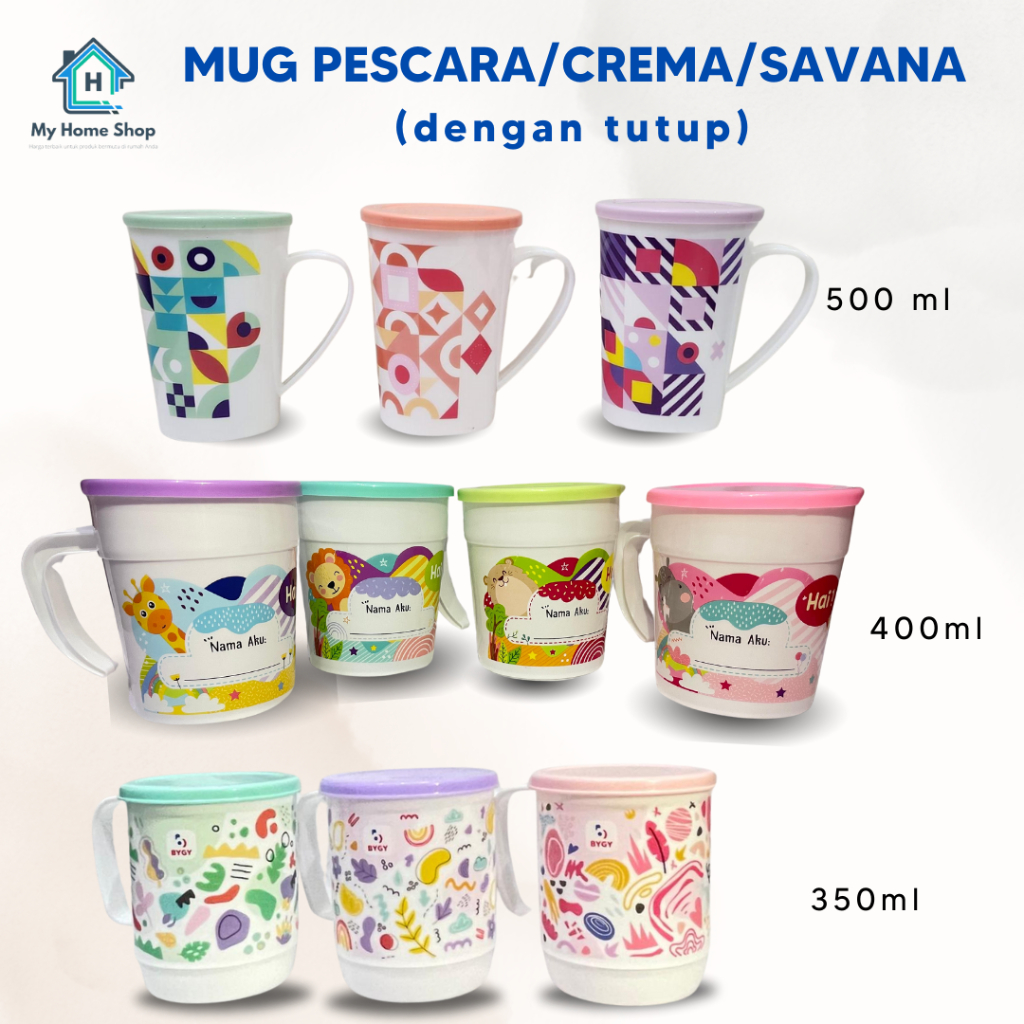 Mug Pescara Gelas LID Cangkir Tutup Mug Savana Mug Crema 400ml Tutup Gelas Plastik Tutup Pescara 500