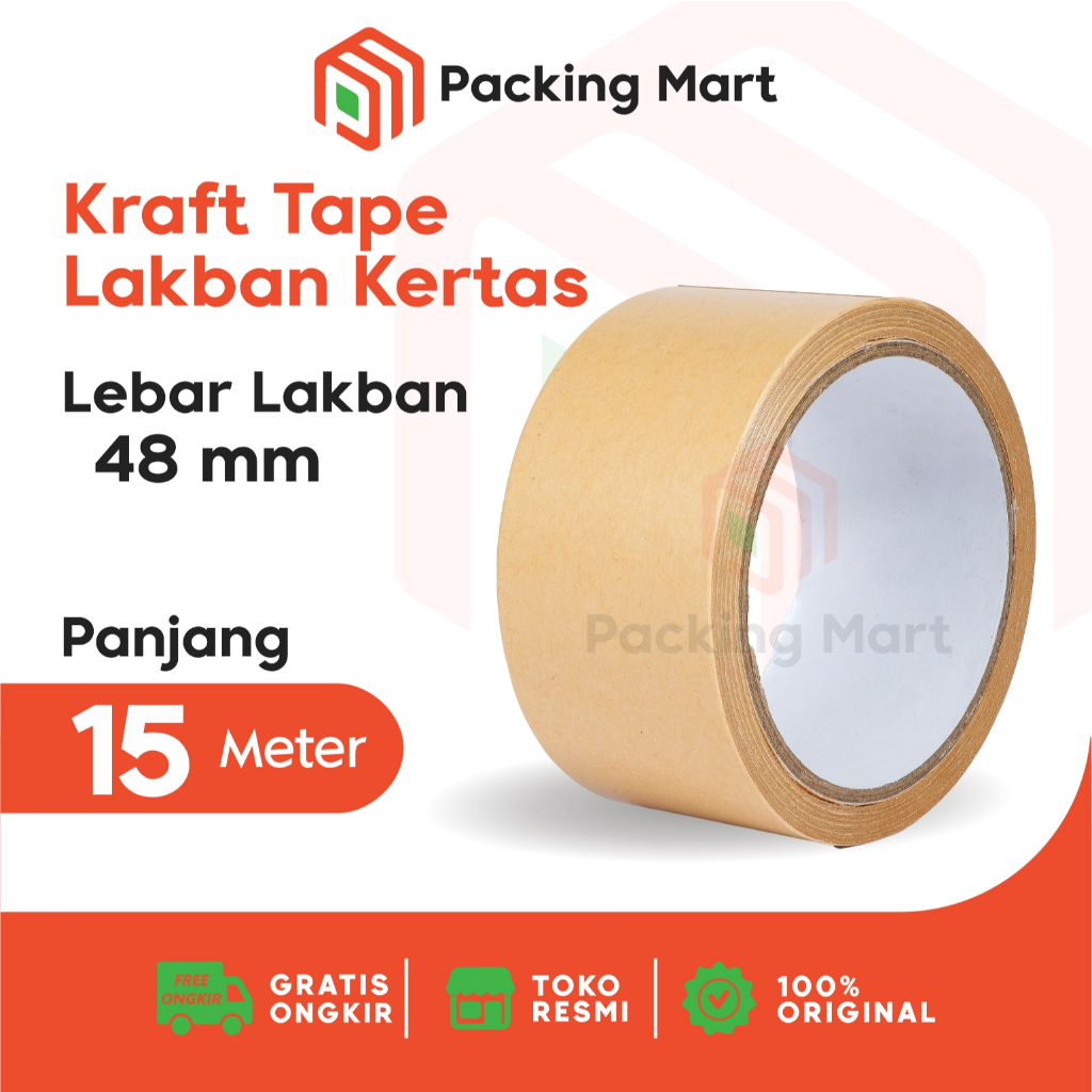 

Lakban Kertas Isolasi Selotip Kraft Tape 48 mm x 15 Meter