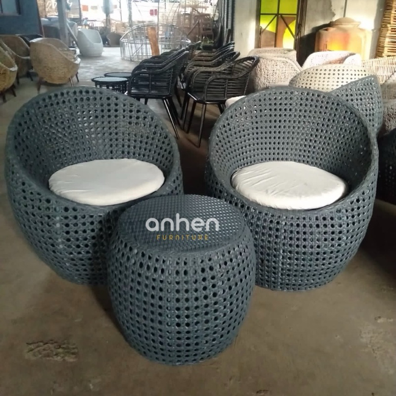 Set Kursi Teras Rotan Sintetis / Set Kursi Outdoor Rotan Sintetis / Kursi Gentong Rotan Sintetis