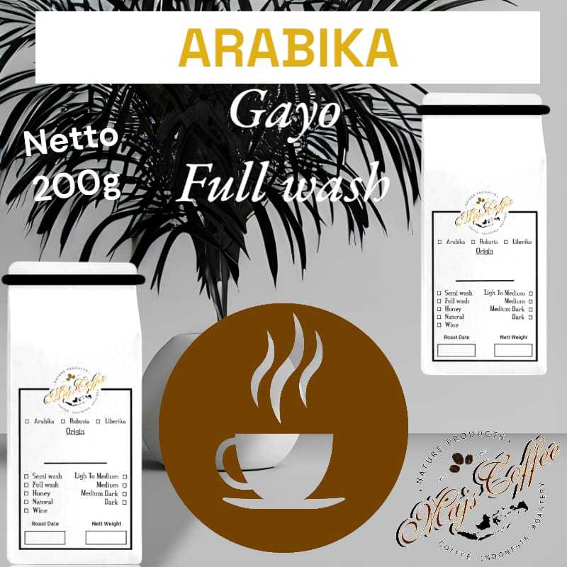

biji kopi roasted arabika spesialty gayo full wash 200g