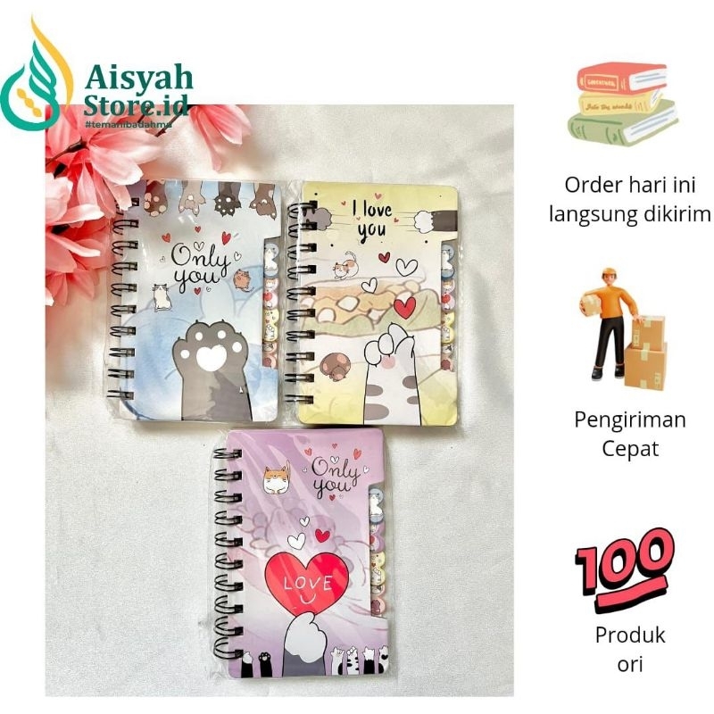 

Isi 3 Buku Tulis Mini A6 Motif kartun,Notebook Ring A6 Cartoon Mini