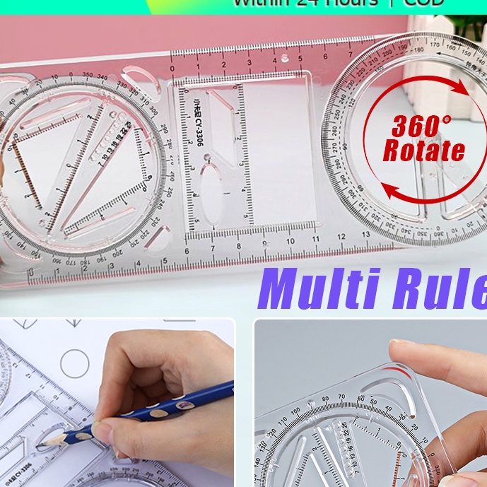 

KF7 Penggaris Multifungsi 36 Derajat Geometri Ruler Penggaris Busur Derajat Multifungsi Geometric Ruler Hadiah Kreatif Alat Tulis Sekolah Kantor Perlengkapan Belajar Alat Ukur