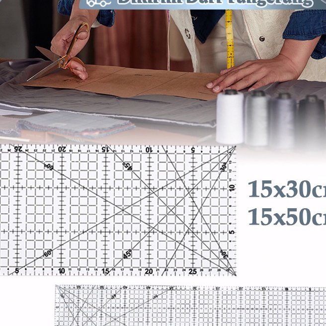 

KI3 Penggaris Jahit Quilting Ruler 15cm X 5cm Penggaris Pola Akrilik Tebal Desain Patchwork Ruler Untuk Alat Jahit