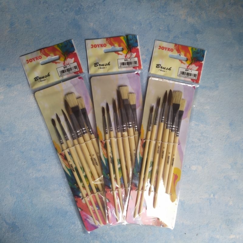 

JOYKO Kuas Lukis Set Br-1 6 Pcs Kuas Flat Round Art - Brush Set