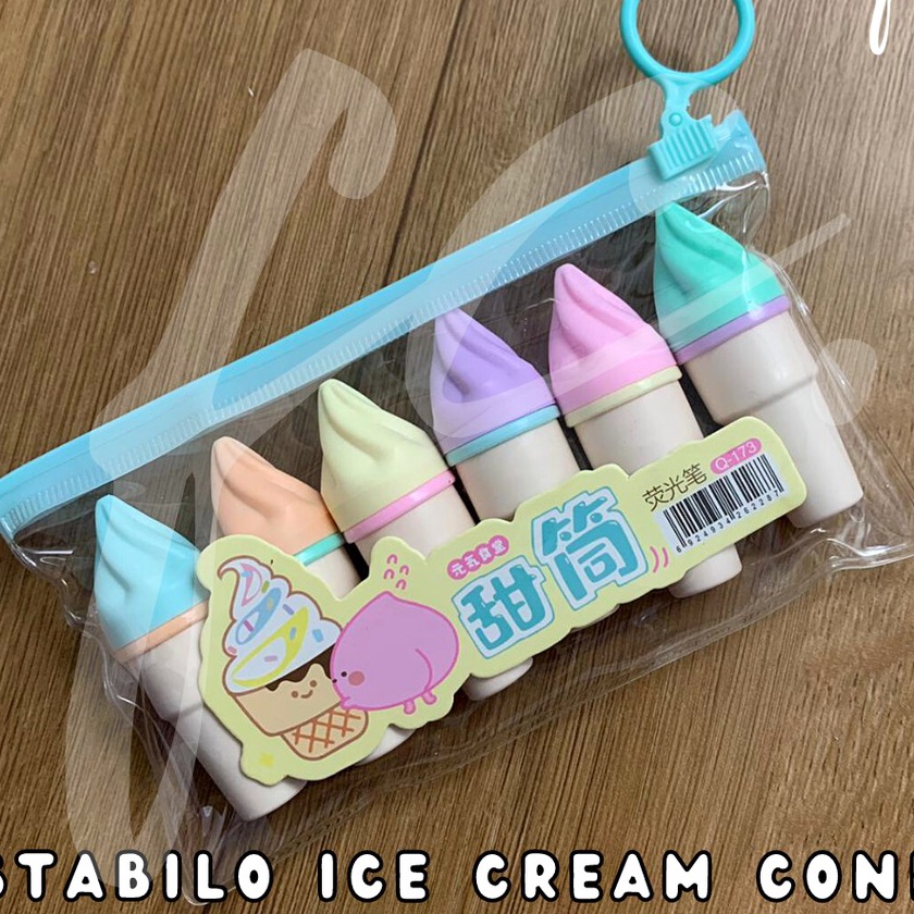 

KI3 1 Set isi 6 Pcs Hhlhter Setabilo Ice Cream Cone Es Krim Monas Pastel Lucu COD