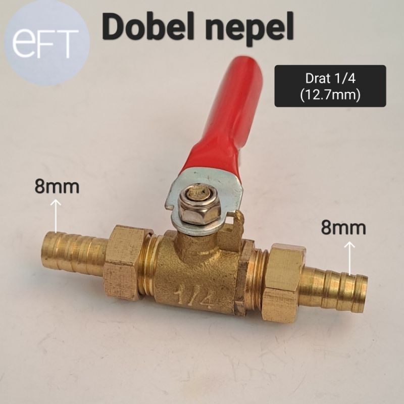 KRAN KOMPRESOR KUNINGAN 1/4 STOP KRAN KOMPRESOR UDARA DOBEL NEPEL