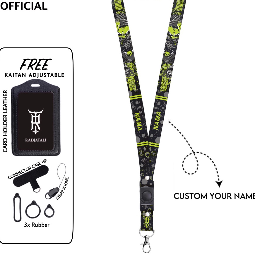 

FG2 Custom Nama Cybeunk Series 2cm Request Nama Satuan Gantungan Card holder Full printing 2 sisi Tali Name Tag