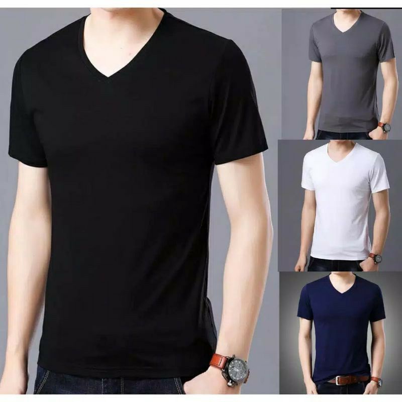 Diskon Tambahan 15 KAOS POLOS VNECK PRIA BAHAN COMBED TSHIRT VNECK PRIA LENGAN PENDEK KAOS OBLONG VN