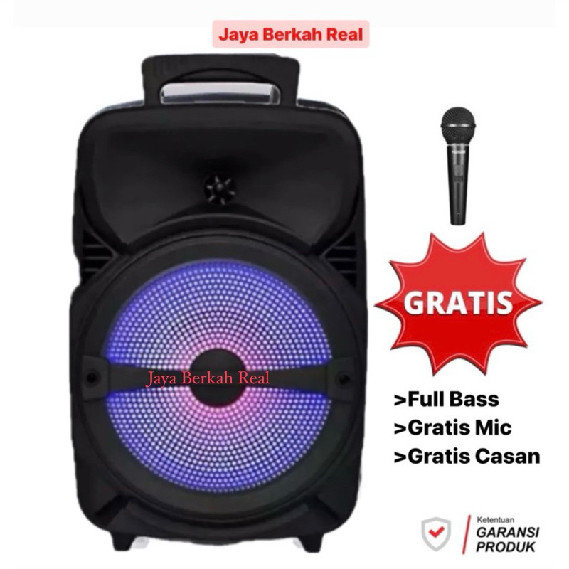 COD Speaker Bluetooth Karaoke Ukuran Besar Full Bass Bonus Mic Murah / Speaker Salon Aktif Jumbo Pol
