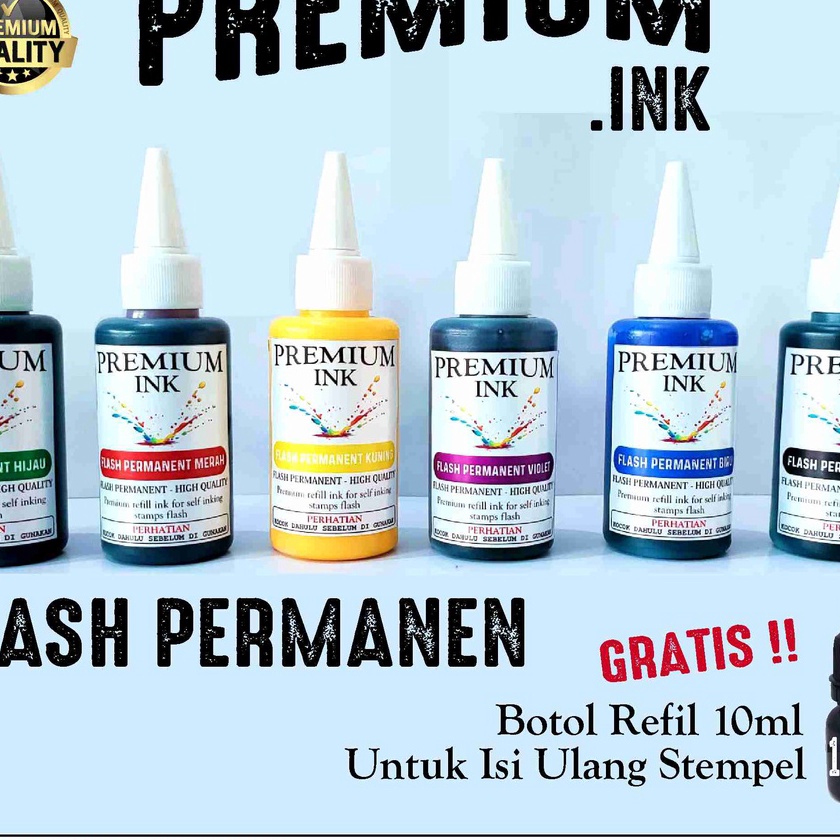 

KI3 Tinta Stempel Flash Permanen 1ml Free Botol Refill 1ml Tinta Stempel Plastik Mika Kaca Styrofoam DLL