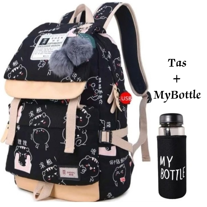 [ Free Botol ] Tas Japan Style Sekolah - Tas cute aestetic - Tas ransel sekolah anak perempuan sd ke