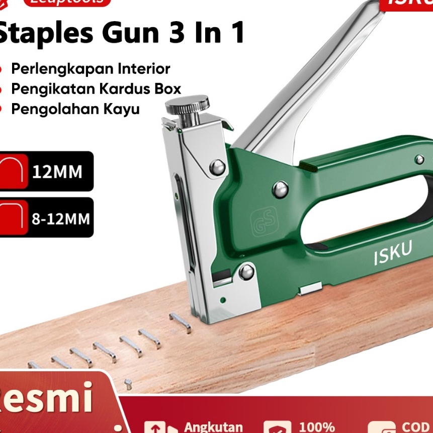 

Bonuskan Isku Staples GunAlat StaplesStaples Tembak 3 in 1Metal Tacker Professional paku