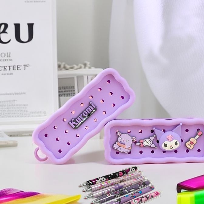 

Hematku AB48 Kotak Pensil Silikon Jibbitz Pensil Case Kartun Tempat Pensil Jibbitz Karakter Lucu