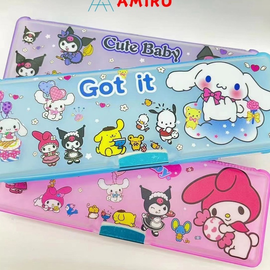 

HJ6 Kotak Pensil Magnet Karakter 2 Sisi Tempat Pensil Magnet Karakter Dengan Rautan M Pensil Case Kuromi Melody