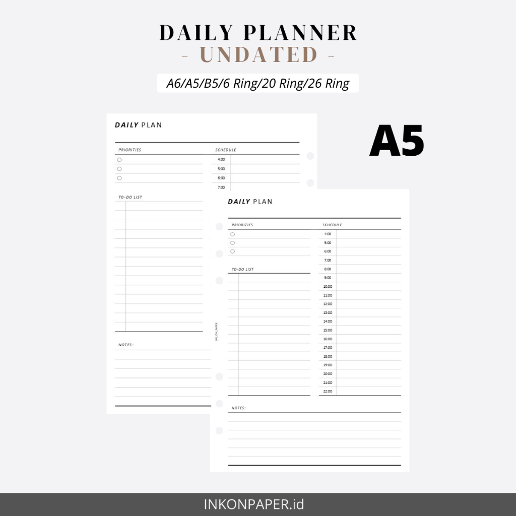 

A5 - Daily Planner, Planner 2025, Minimalist Daily Planner by INK_ON_PAPER