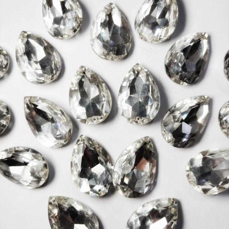 kristal rhinestone kaca jahit besar