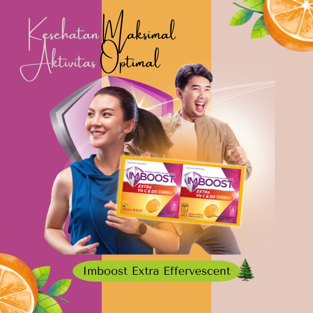 Imboost Extra Vitamin C & D3 Effervescent Sachet isi 2 Tablet Rasa Jeruk Orange