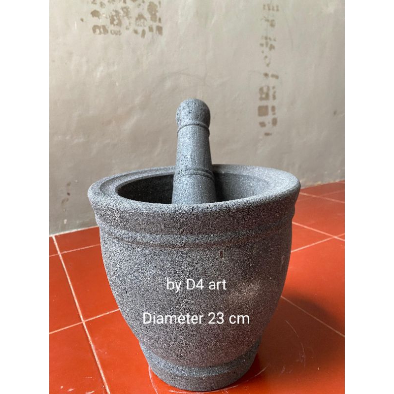 Lumpang Batu asli,Lesung Batu asli +Alu ,penumbuk Batu asli Diameter 23 cm