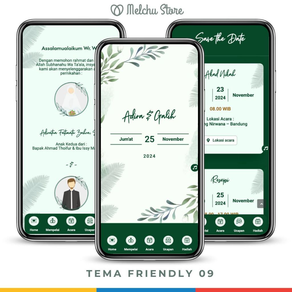 Undangan Pernikahan Digital Website Tanpa Foto Tema Friendly 09 Animasi Kartun Link WA Elegan