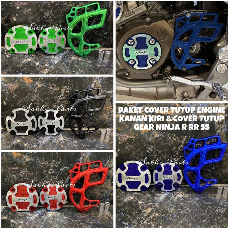PAKET COVER TUTUP ENGINE KANAN KIRI DAN COVER TUTUP GEAR NINJA R RR SS