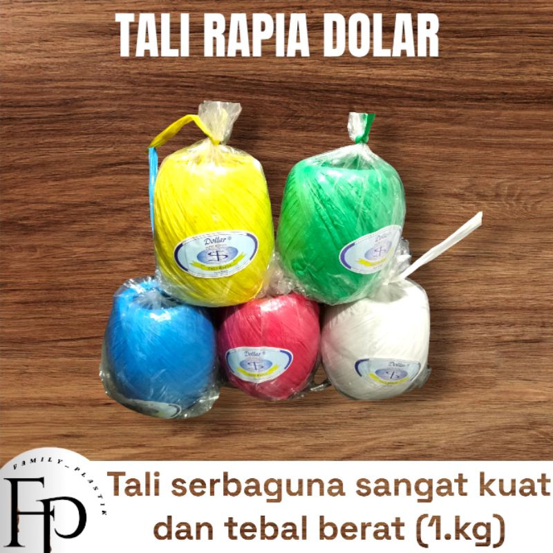 

TALI RAFIA DOLAR /HITAM,PUTIH,HIJAU,KUNING,BIRU/TALI SERBAGUNA/TALI PLASTIK